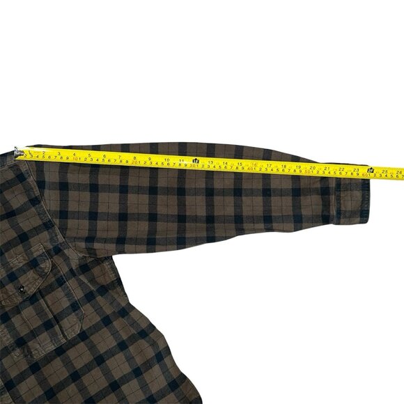 Filson Flannel Long Sleeve Button Up Alaskan Guide Otter Green/Brown Plaid Large - Picture 5 of 9